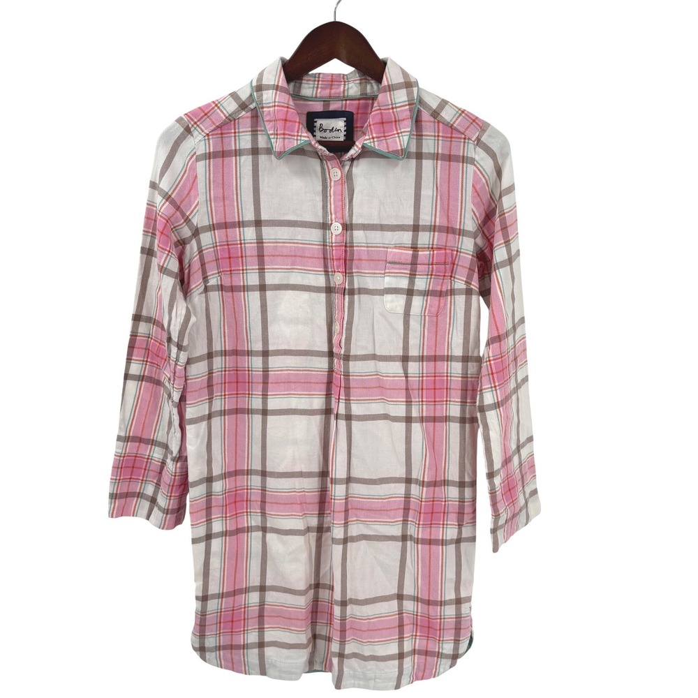 Boden Pink Plaid Flannel Tunic Size 2